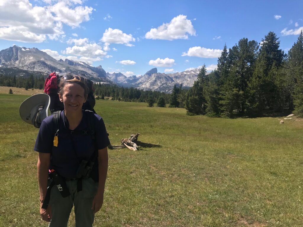 Fran backpacking in Winds